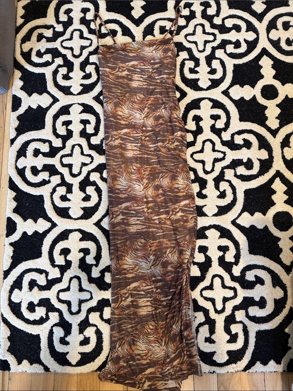 Prettylittlething Brown Marbled Slip Maxi Dress. New with tags. Size 6